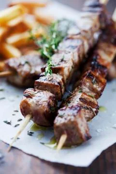 Meat skewer Stock Photos