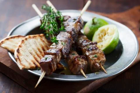 Meat skewer Stock Photos