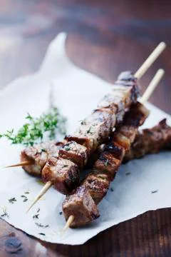 Meat skewer Stock Photos