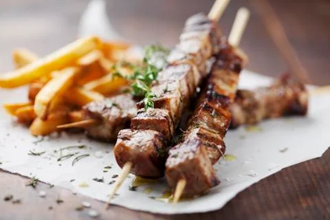 Meat skewer Stock Photos