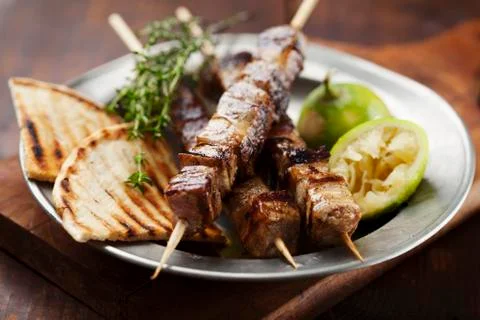 Meat skewer Stock Photos