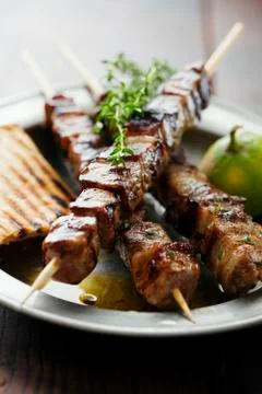 Meat skewer Stock Photos