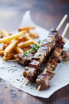 Meat skewer Stock Photos