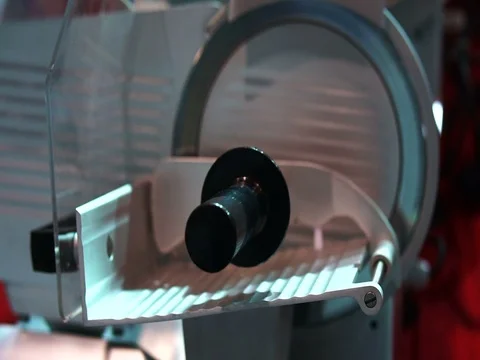 Meat slice machine for restaurant industry Stock Footage 79711475