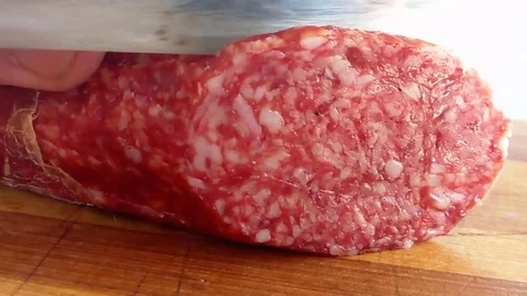 Meat, sliced, sausage Stock Footage 76229686