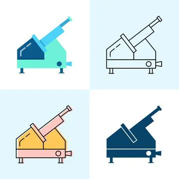 Meat slicer icon set in flat and line styles Stock Illustration