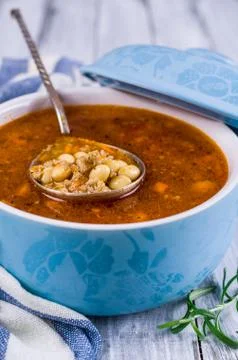 Meat soup with beans Stock Photos