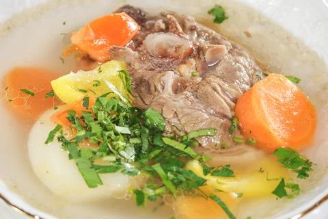 Meat soup with vegetables Stock Photos