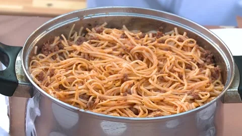 Meat spaghetti Video stock 160726249