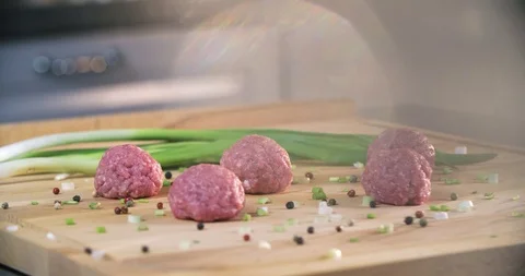 Meat with spices in slow motion Stock Footage 91905776