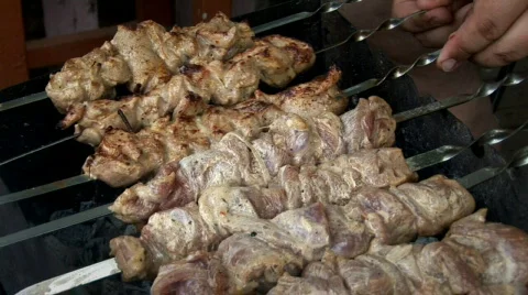 Meat on spits 003 Stock-Footage 855117