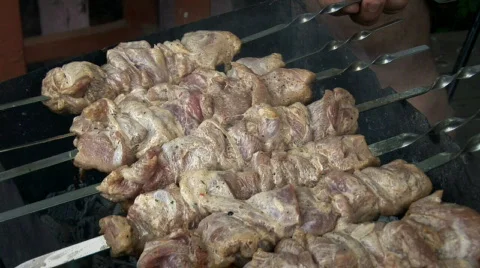 Meat on spits 003 speeded up Stock Footage 855126