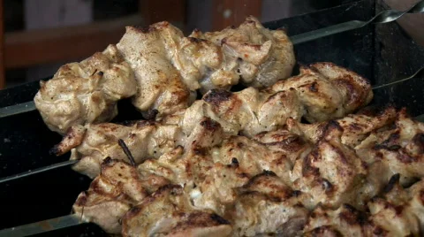 Meat on spits 004 Stock Footage 855105