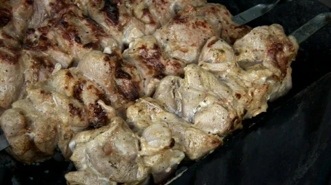 Meat on spits 005 Stock Footage 855096