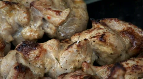 Meat on spits 006 Stock Footage 855023