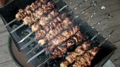 Meat on spits 013 스톡 동영상 855192