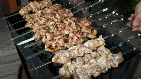 Meat on spits 014 Stock-Footage 855147