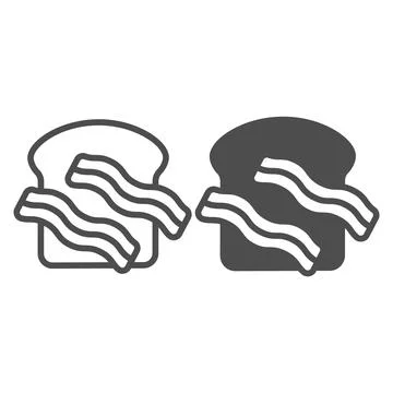 Meat steak and toast bread line and solid icon, englishbreakfast concept, meat Stock Illustration