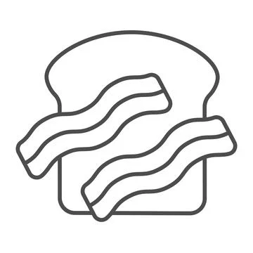 Meat steak and toast bread thin line icon, englishbreakfast concept, meat and Stock Illustration