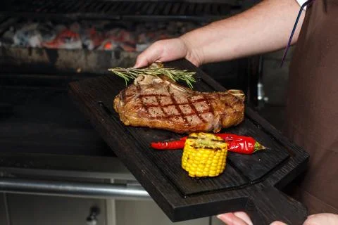 Meat steak on the board Foto stock