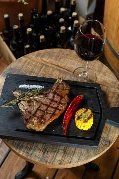 Meat steak on the board Stock Photos