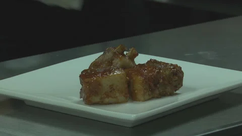 Meat steak burns on fire Stock Footage 303170095