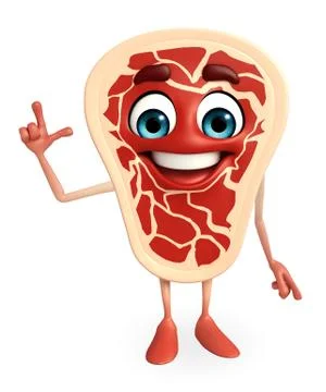 Meat steak character is pointing Stock Illustration
