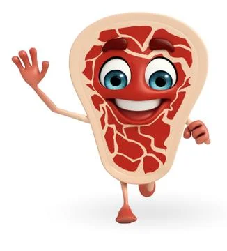Meat steak character is running Stock Illustration