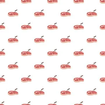 Meat steak with cleaver seamless pattern background Stock Illustration