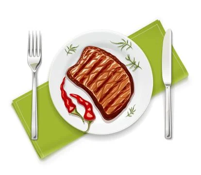 Meat steak at with fork vector illustration. Stock Illustration