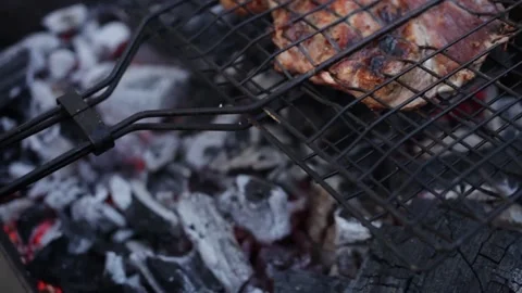 Meat steak on the grill. Stock Footage 152233444