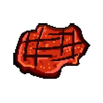 Meat steak grill pixel art vector illustration Stock Illustration