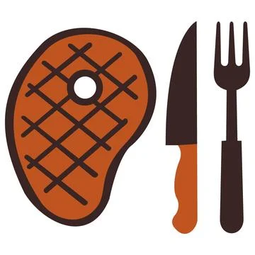 Meat steak with knife and fork icon Stock Illustration