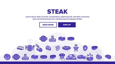 Meat Steak Landing Header Vector Stock Illustration