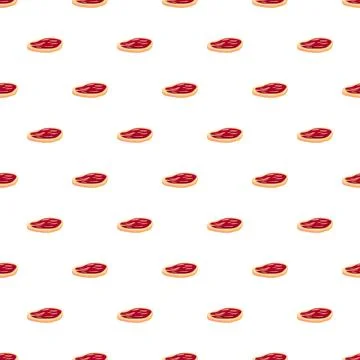 Meat steak seamless pattern repeating food background Illustration