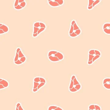 Meat steak vector seamless pattern. Stock Illustration