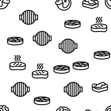 Meat Steak Vector Seamless Pattern Stock Illustration