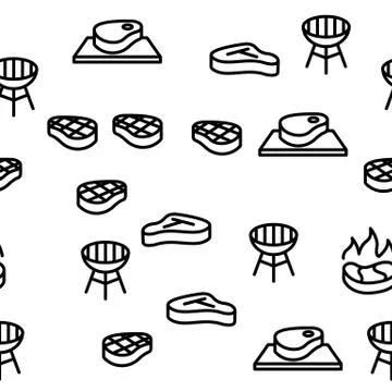 Meat Steak Vector Seamless Pattern Illustrazione stock