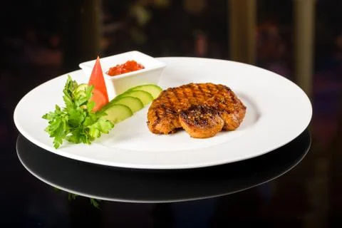 Meat  steak with vegetables Stock Photos