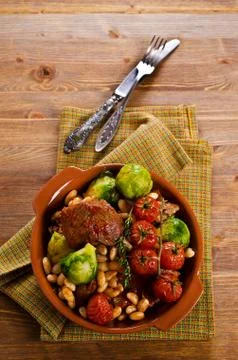 Meat stew with beans Stock Photos