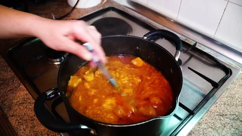 Meat stew in tomato sauce. Stock Footage 121687279