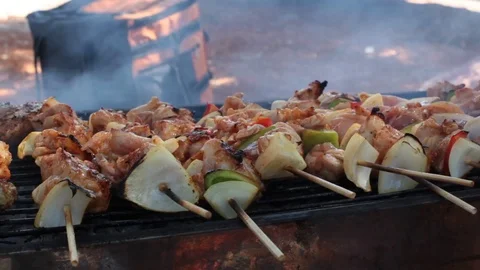 Meat on Sticks Stock Footage 94264828
