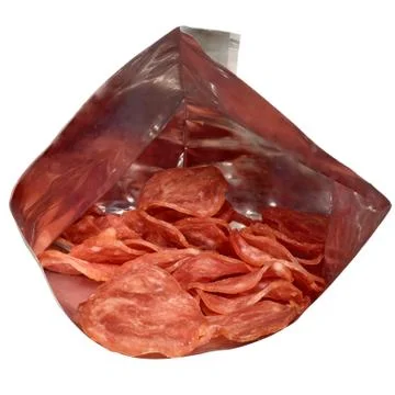 Meat stuffed chips in packaging close up isolated Stock Photos