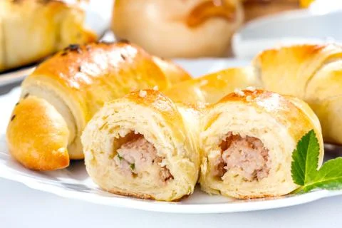 Meat stuffed crescent roll Stock Photos
