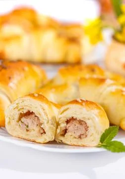 Meat stuffed crescent roll Stock Photos
