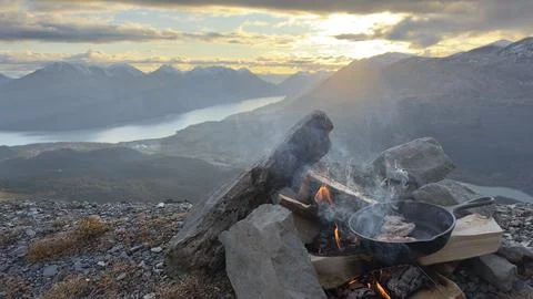 Meat for sunset dinner 库存照片