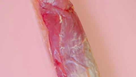 Meat texture.Pork meat. Vacuum packed meat Stock Footage 163367949
