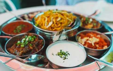 Meat thali served in a restaurant. Foto stock