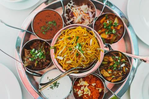 Meat thali served in a restaurant. Foto stock