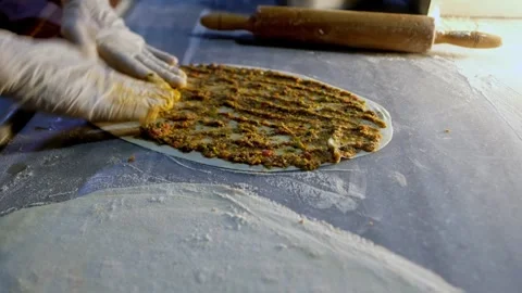 Meat Topping Process Stock Footage 337498051